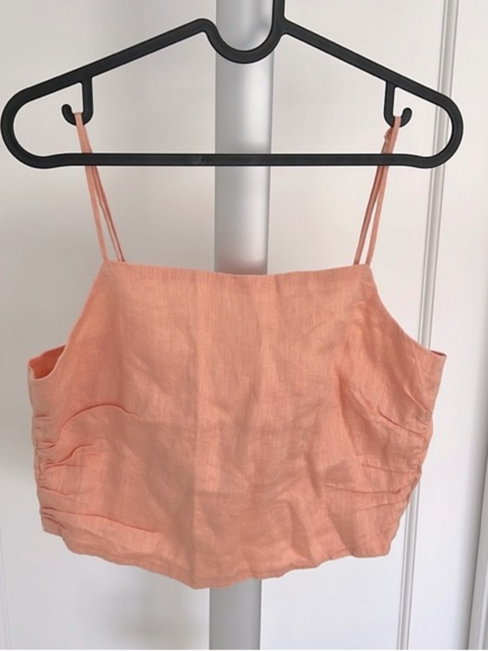 H&M - Peach Linen Crop Top tie back